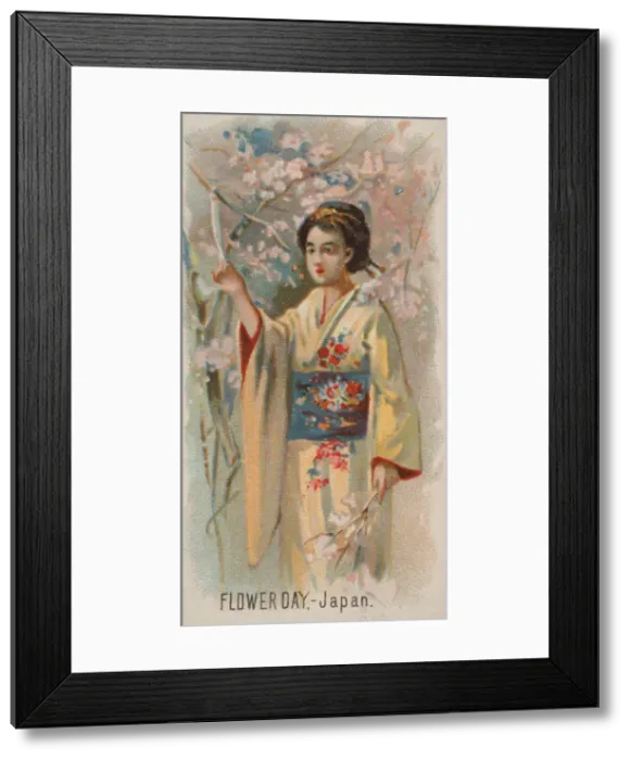 Framed Print : Flower Day, Japan, from the Holidays series (N80) for Duke brand cigarettes, 1890. 1890 Framed Print : Flower Day, Japan, from the Holidays series (N80) for Duke brand cigarettes, 1890. 1890