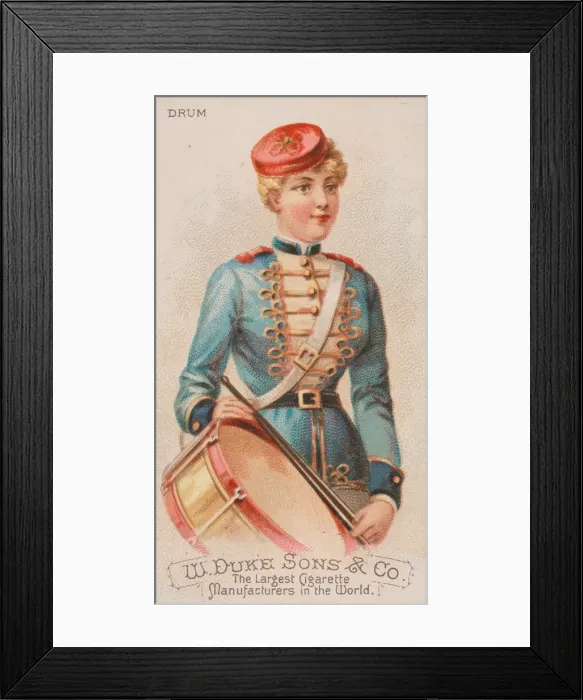 Framed Print : Drum, from the Musical Instruments series (N82) for Duke brand cigarettes, 1888. 1888 Framed Print : Drum, from the Musical Instruments series (N82) for Duke brand cigarettes, 1888. 1888