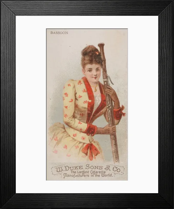 Framed Print : Bassoon, from the Musical Instruments series (N82) for Duke brand cigarettes, 1888. 1888 Framed Print : Bassoon, from the Musical Instruments series (N82) for Duke brand cigarettes, 1888. 1888