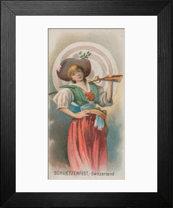 Framed Print : Schuetzenfest, Switzerland, from the Holidays series (N80) for Duke brand cigarettes Framed Print : Schuetzenfest, Switzerland, from the Holidays series (N80) for Duke brand cigarettes