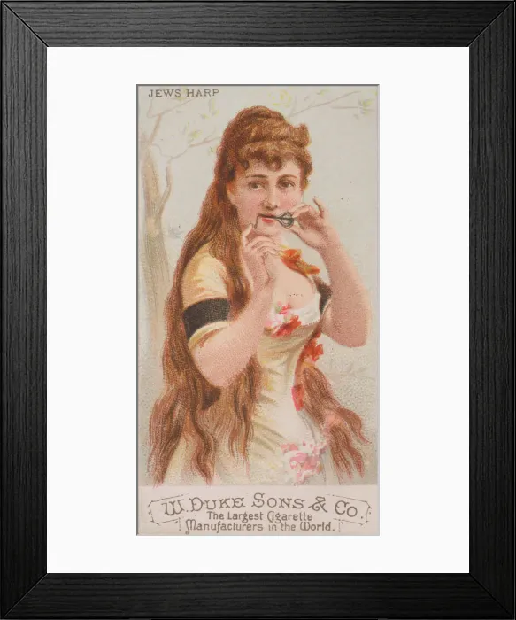 Framed Print : Jews Harp, from the Musical Instruments series (N82) for Duke brand cigarettes, 1888 Framed Print : Jews Harp, from the Musical Instruments series (N82) for Duke brand cigarettes, 1888
