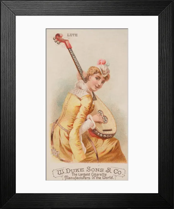 Framed Print : Lute, from the Musical Instruments series (N82) for Duke brand cigarettes, 1888. 1888 Framed Print : Lute, from the Musical Instruments series (N82) for Duke brand cigarettes, 1888. 1888