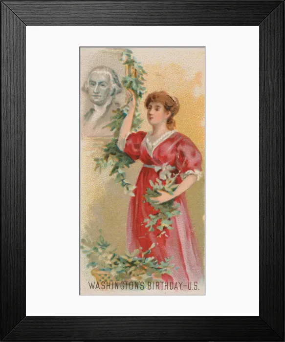 Framed Print : George Washingtons Birthday, United States, from the Holidays series (N80 Framed Print : George Washingtons Birthday, United States, from the Holidays series (N80