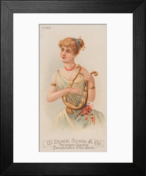 Framed Print : Lyre, from the Musical Instruments series (N82) for Duke brand cigarettes, 1888. 1888 Framed Print : Lyre, from the Musical Instruments series (N82) for Duke brand cigarettes, 1888. 1888