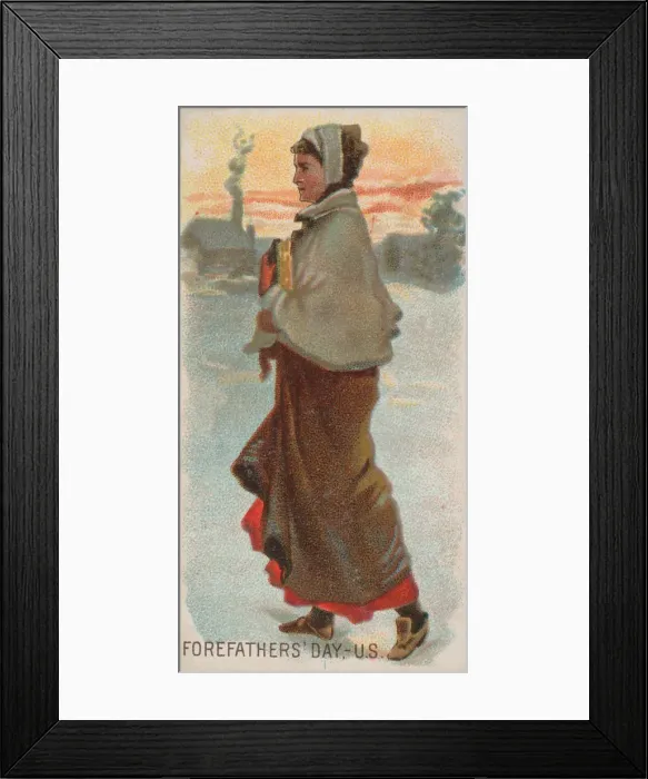 Framed Print : Forefathers Day, United States, from the Holidays series (N80) for Duke brand cigarettes Framed Print : Forefathers Day, United States, from the Holidays series (N80) for Duke brand cigarettes