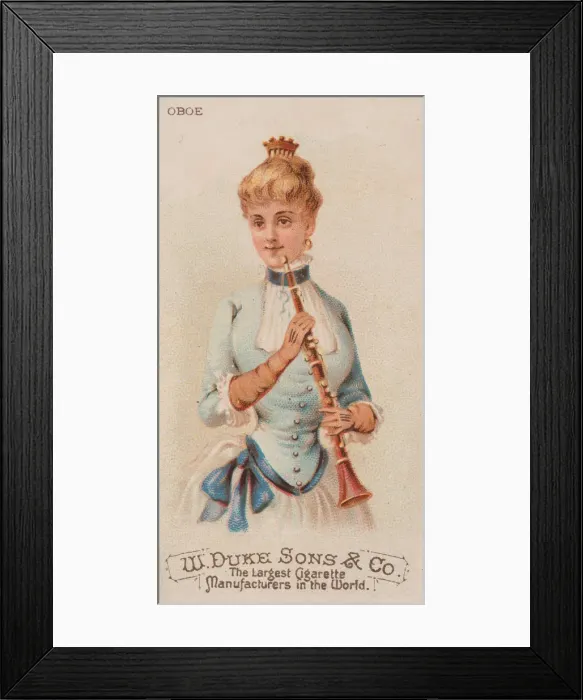 Framed Print : Oboe, from the Musical Instruments series (N82) for Duke brand cigarettes, 1888. 1888 Framed Print : Oboe, from the Musical Instruments series (N82) for Duke brand cigarettes, 1888. 1888