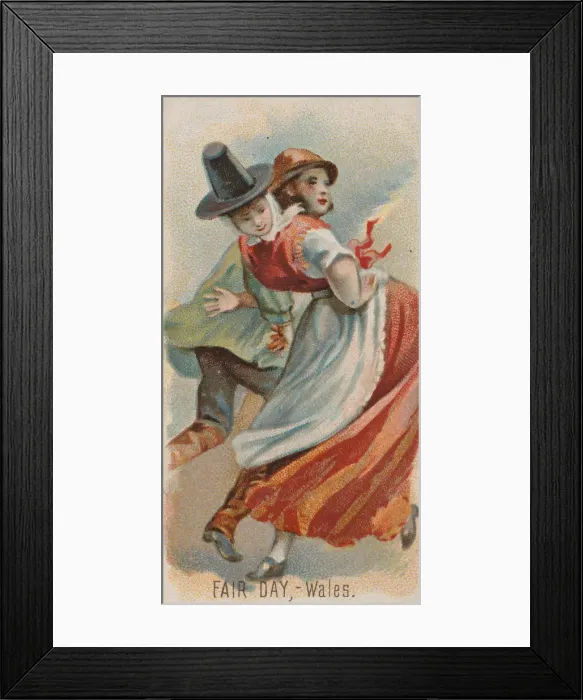Framed Print : Fair Day, Wales, from the Holidays series (N80) for Duke brand cigarettes, 1890. 1890 Framed Print : Fair Day, Wales, from the Holidays series (N80) for Duke brand cigarettes, 1890. 1890