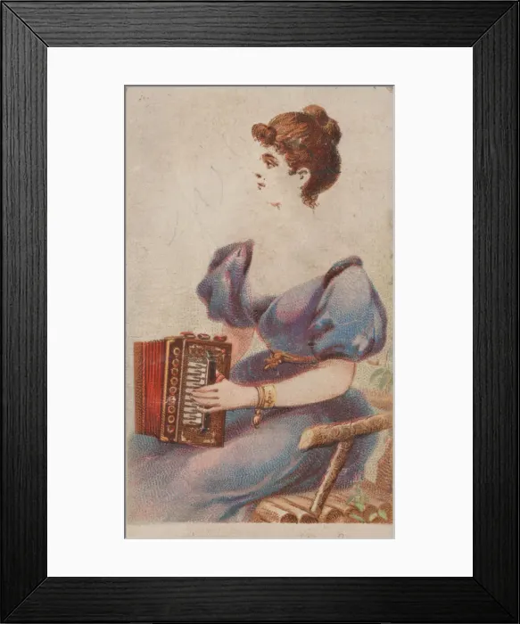 Framed Print : Accordion, from the Musical Instruments series (N82) for Duke brand cigarettes, 1888 Framed Print : Accordion, from the Musical Instruments series (N82) for Duke brand cigarettes, 1888