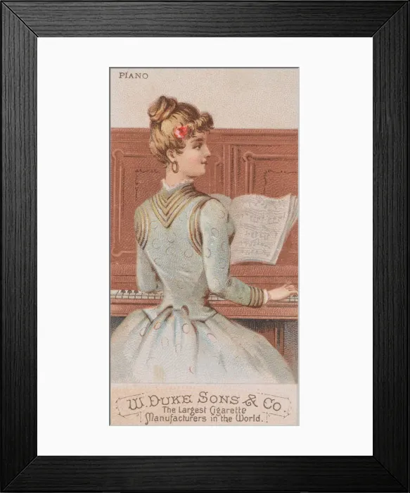 Framed Print : Piano, from the Musical Instruments series (N82) for Duke brand cigarettes, 1888. 1888 Framed Print : Piano, from the Musical Instruments series (N82) for Duke brand cigarettes, 1888. 1888
