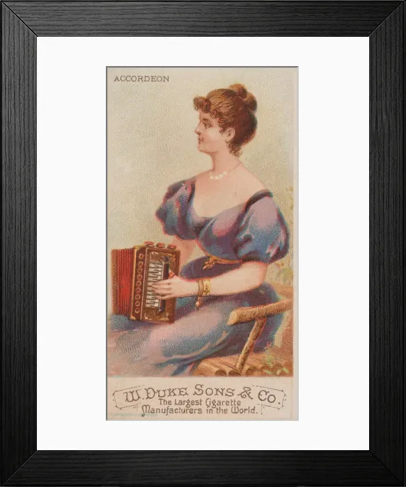 Framed Print : Accordion, from the Musical Instruments series (N82) for Duke brand cigarettes, 1888 Framed Print : Accordion, from the Musical Instruments series (N82) for Duke brand cigarettes, 1888