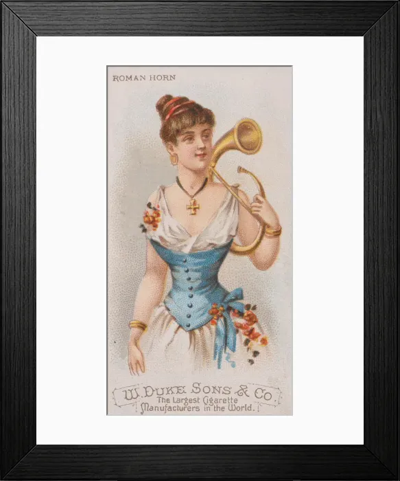 Framed Print : Roman Horn, from the Musical Instruments series (N82) for Duke brand cigarettes, 1888 Framed Print : Roman Horn, from the Musical Instruments series (N82) for Duke brand cigarettes, 1888
