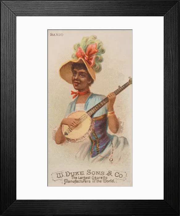 Framed Print : Banjo, from the Musical Instruments series (N82) for Duke brand cigarettes, 1888. 1888 Framed Print : Banjo, from the Musical Instruments series (N82) for Duke brand cigarettes, 1888. 1888