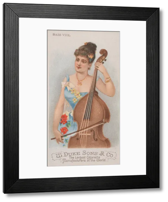 Framed Print : Bass Viol, from the Musical Instruments series (N82) for Duke brand cigarettes, 1888 Framed Print : Bass Viol, from the Musical Instruments series (N82) for Duke brand cigarettes, 1888