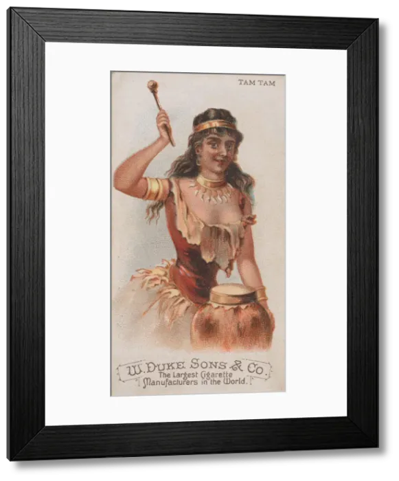 Framed Print : Tam Tam, from the Musical Instruments series (N82) for Duke brand cigarettes, 1888. 1888 Framed Print : Tam Tam, from the Musical Instruments series (N82) for Duke brand cigarettes, 1888. 1888
