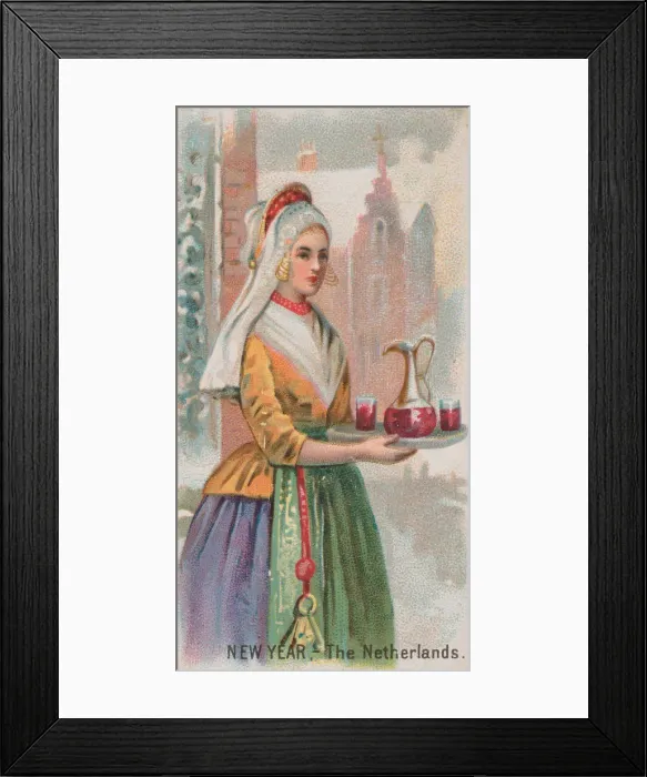 Framed Print : New Year, The Netherlands, from the Holidays series (N80) for Duke brand cigarettes, 1890 Framed Print : New Year, The Netherlands, from the Holidays series (N80) for Duke brand cigarettes, 1890