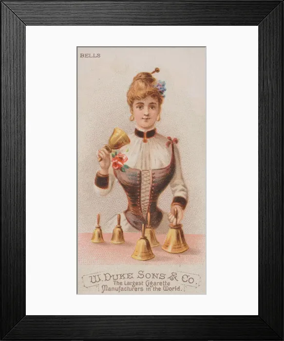 Framed Print : Bells, from the Musical Instruments series (N82) for Duke brand cigarettes, 1888. 1888 Framed Print : Bells, from the Musical Instruments series (N82) for Duke brand cigarettes, 1888. 1888