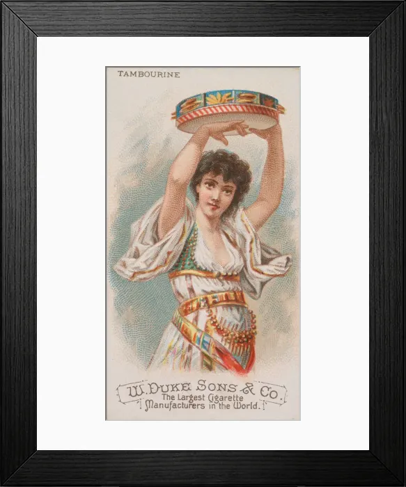 Framed Print : Tambourine, from the Musical Instruments series (N82) for Duke brand cigarettes, 1888 Framed Print : Tambourine, from the Musical Instruments series (N82) for Duke brand cigarettes, 1888