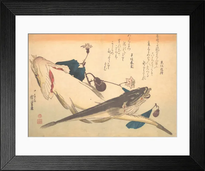 Framed Print : Kochi Fish with Eggplant, from the series Uozukushi (Every Variety of Fish), 1830s. 1830s. Creator: Ando Hiroshige Framed Print : Kochi Fish with Eggplant, from the series Uozukushi (Every Variety of Fish), 1830s. 1830s. Creator: Ando Hiroshige