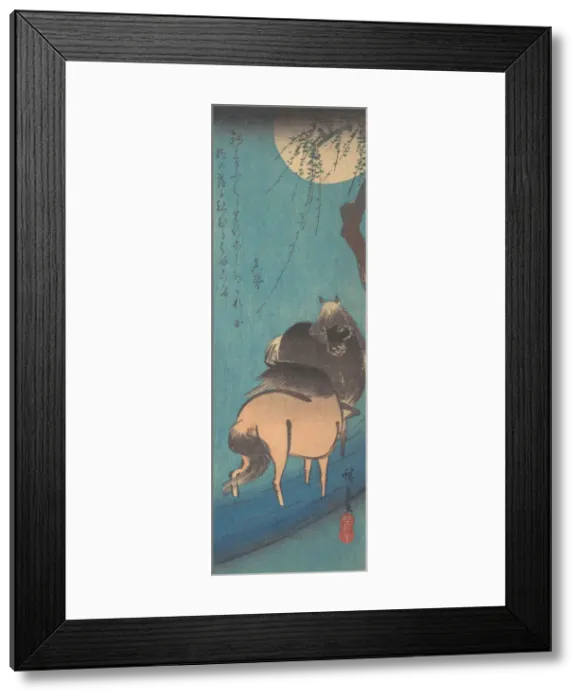 Framed Print : Two Horses Beneath the Moon. Creator: Ando Hiroshige Framed Print : Two Horses Beneath the Moon. Creator: Ando Hiroshige