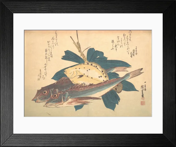 Framed Print : Kanagashira and Karei Fish, from the series Uozukushi (Every Variety of Fish), 1830s. 1830s. Creator: Ando Hiroshige Framed Print : Kanagashira and Karei Fish, from the series Uozukushi (Every Variety of Fish), 1830s. 1830s. Creator: Ando Hiroshige