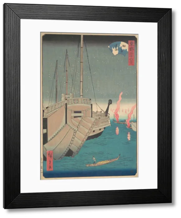 Framed Print : Tsukudajima Gyoshoi, 1868. 1868. Creator: Ando Hiroshige Framed Print : Tsukudajima Gyoshoi, 1868. 1868. Creator: Ando Hiroshige