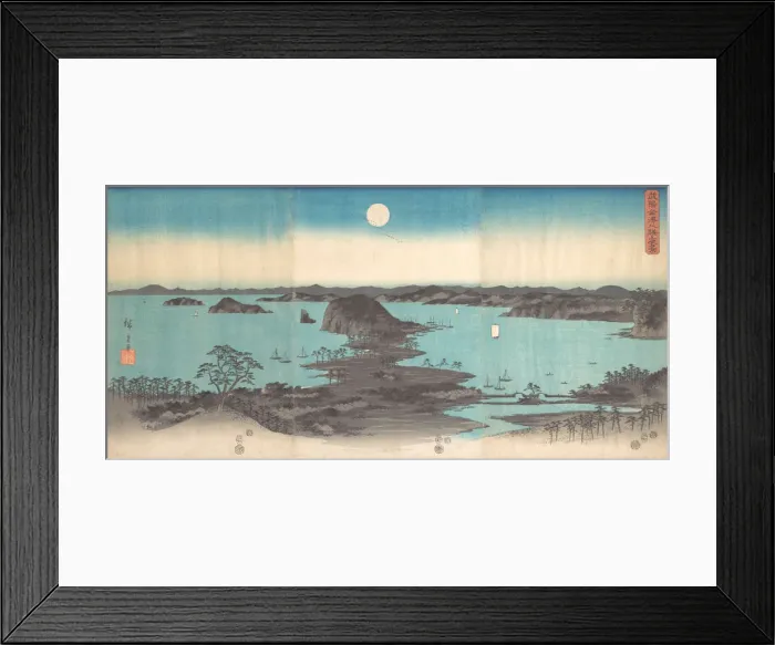 Framed Print : Panorama of the Eight Views of Kanasawa under a Full Moon, 1857. 1857. Creator: Ando Hiroshige Framed Print : Panorama of the Eight Views of Kanasawa under a Full Moon, 1857. 1857. Creator: Ando Hiroshige
