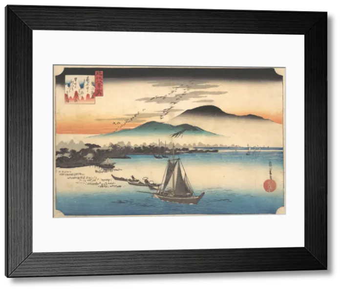 Framed Print : Returning Geese at Katada, 19th century. Creator: Ando Hiroshige Framed Print : Returning Geese at Katada, 19th century. Creator: Ando Hiroshige