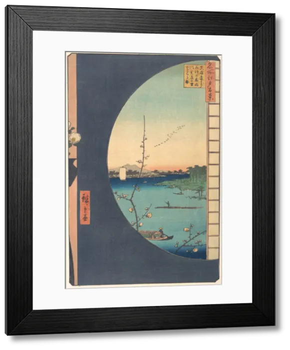 Framed Print : Susaki Hen-yori Suijin no Mori, Uchikawa, 1857. 1857. Creator: Ando Hiroshige Framed Print : Susaki Hen-yori Suijin no Mori, Uchikawa, 1857. 1857. Creator: Ando Hiroshige