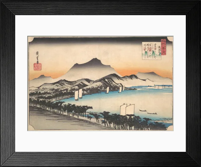 Framed Print : Clearing Weather at Awazu, ca. 1832. ca. 1832. Creator: Ando Hiroshige