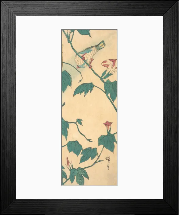 Framed Print : Morning Glories and Bird, 1840-50. 1840-50. Creator: Ando Hiroshige Framed Print : Morning Glories and Bird, 1840-50. 1840-50. Creator: Ando Hiroshige
