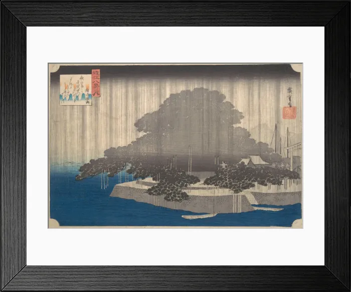 Framed Print : Evening Rain on the Karasaki Pine. Creator: Ando Hiroshige Framed Print : Evening Rain on the Karasaki Pine. Creator: Ando Hiroshige