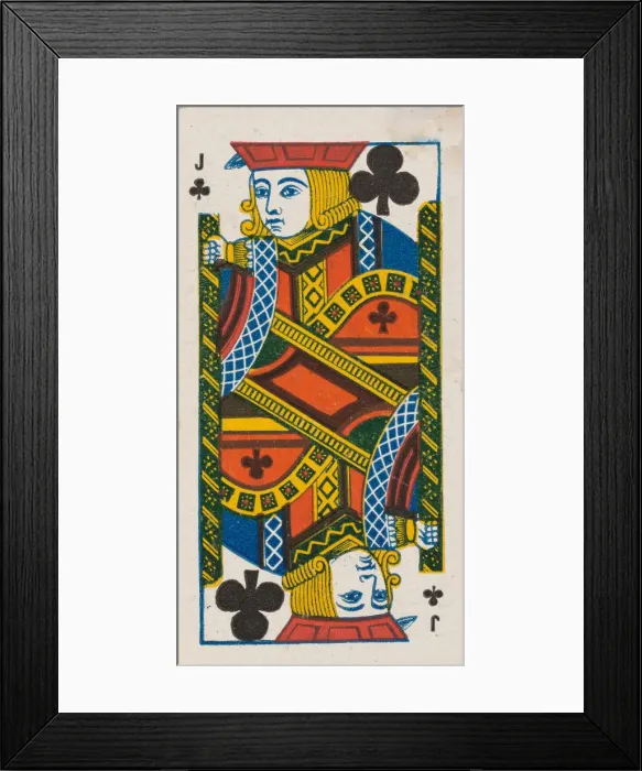 Framed Print : Jack of Clubs (black), from the Playing Cards series (N84) for Duke brand cigarettes Framed Print : Jack of Clubs (black), from the Playing Cards series (N84) for Duke brand cigarettes