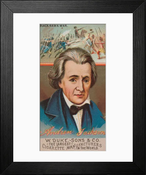 Framed Print : Andrew Jackson, from the series Great Americans (N76) for Duke brand cigarettes, 1888 Framed Print : Andrew Jackson, from the series Great Americans (N76) for Duke brand cigarettes, 1888