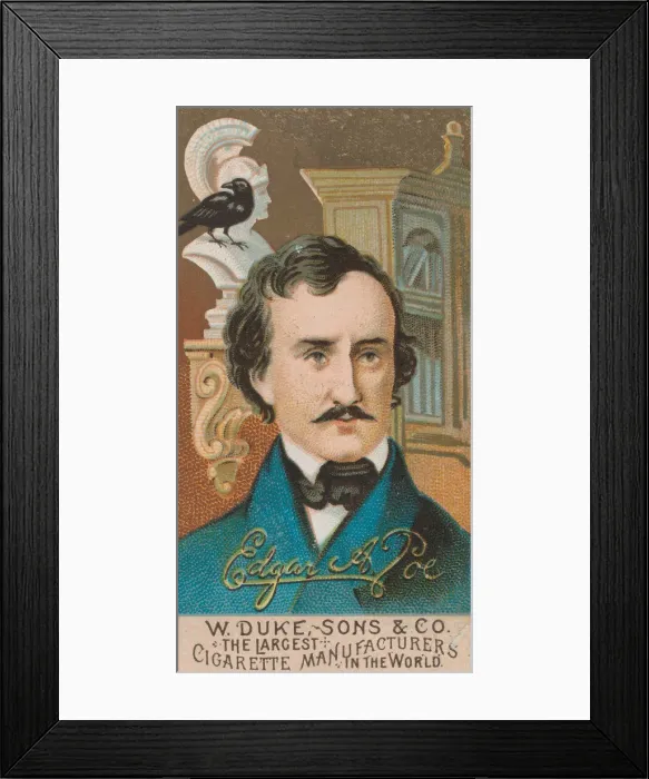 Framed Print : Edgar Allan Poe, from the series Great Americans (N76) for Duke brand cigarettes, 1888 Framed Print : Edgar Allan Poe, from the series Great Americans (N76) for Duke brand cigarettes, 1888