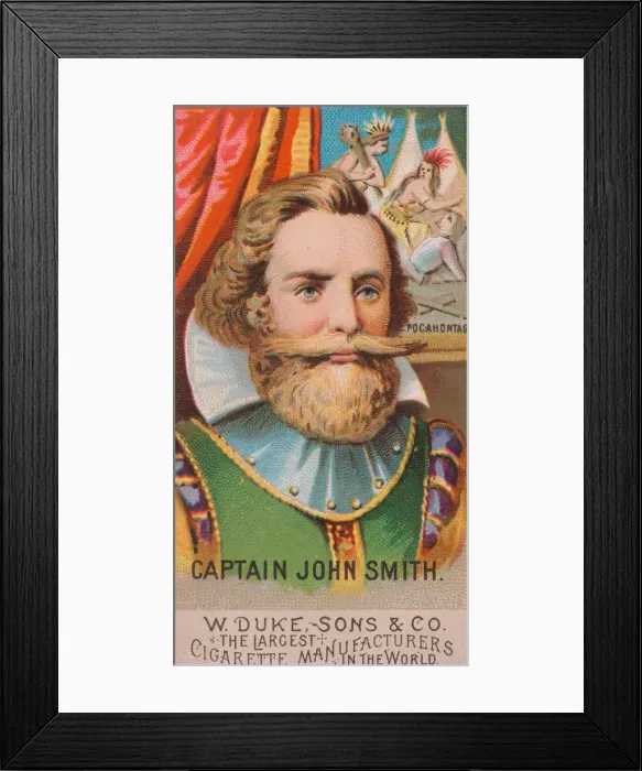 Framed Print : Captain John Smith, from the series Great Americans (N76) for Duke brand cigarettes, 1888 Framed Print : Captain John Smith, from the series Great Americans (N76) for Duke brand cigarettes, 1888