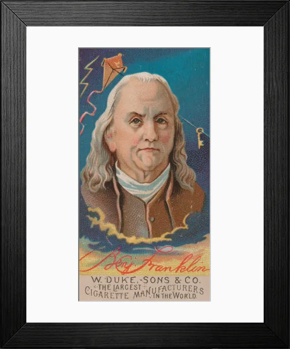 Framed Print : Benjamin Franklin, from the series Great Americans (N76) for Duke brand cigarettes, 1888 Framed Print : Benjamin Franklin, from the series Great Americans (N76) for Duke brand cigarettes, 1888