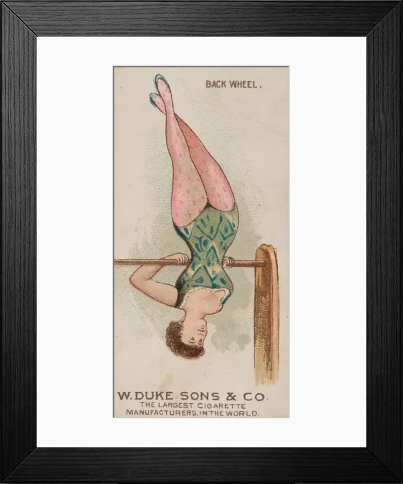 Framed Print : Back Wheel, from the Gymnastic Exercises series (N77) for Duke brand cigarettes, 1887 Framed Print : Back Wheel, from the Gymnastic Exercises series (N77) for Duke brand cigarettes, 1887