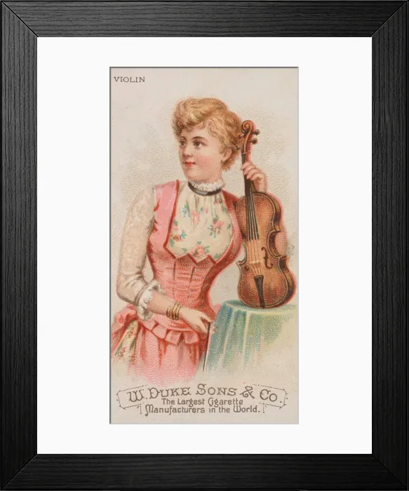 Framed Print : Violin, from the Musical Instruments series (N82) for Duke brand cigarettes, 1888. 1888 Framed Print : Violin, from the Musical Instruments series (N82) for Duke brand cigarettes, 1888. 1888