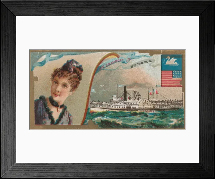 Framed Print : Steamship Taurus, Iron Steamboat Company, from the Ocean and River Steamers series (N83 Framed Print : Steamship Taurus, Iron Steamboat Company, from the Ocean and River Steamers series (N83
