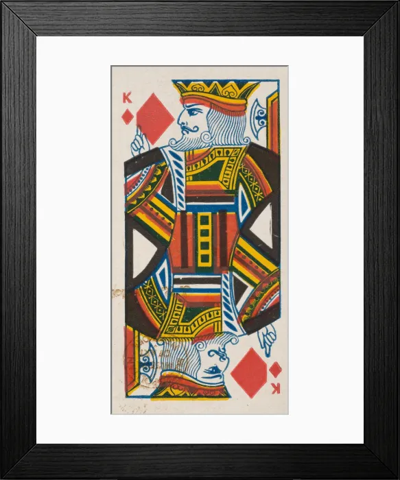 Framed Print : King of Diamonds (red), from the Playing Cards series (N84) for Duke brand cigarettes Framed Print : King of Diamonds (red), from the Playing Cards series (N84) for Duke brand cigarettes