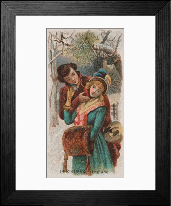 Framed Print : Christmas, England, from the Holidays series (N80) for Duke brand cigarettes, 1890. 1890 Framed Print : Christmas, England, from the Holidays series (N80) for Duke brand cigarettes, 1890. 1890