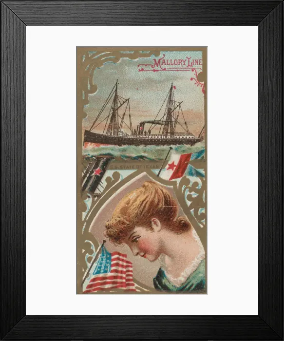 Framed Print : Steamship State of Texas, Mallory Line, from the Ocean and River Steamers series (N83 Framed Print : Steamship State of Texas, Mallory Line, from the Ocean and River Steamers series (N83