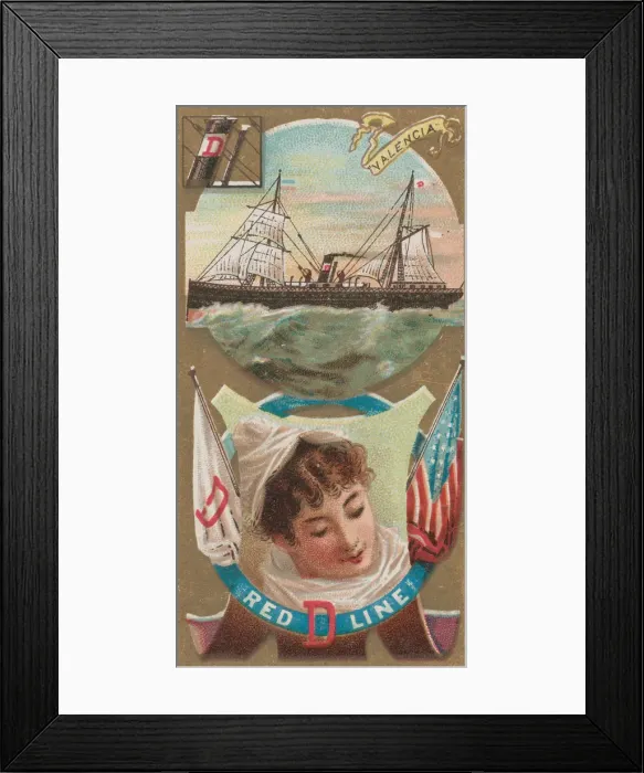 Framed Print : Steamship Valencia, Red D. Line, from the Ocean and River Steamers series (N83 Framed Print : Steamship Valencia, Red D. Line, from the Ocean and River Steamers series (N83