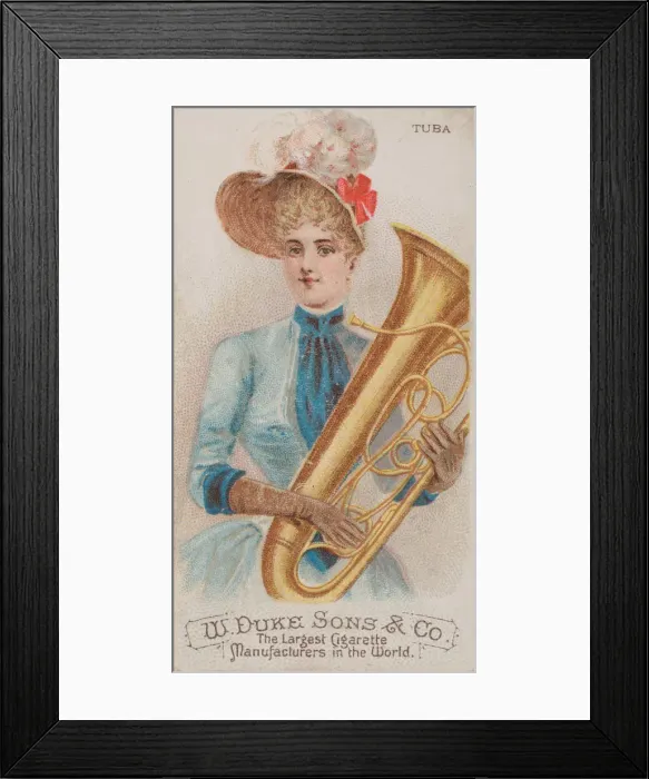 Framed Print : Tuba, from the Musical Instruments series (N82) for Duke brand cigarettes, 1888. 1888 Framed Print : Tuba, from the Musical Instruments series (N82) for Duke brand cigarettes, 1888. 1888