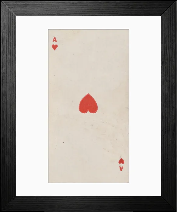 Framed Print : Ace of Hearts (red), from the Playing Cards series (N84) for Duke brand cigarettes, 1888 Framed Print : Ace of Hearts (red), from the Playing Cards series (N84) for Duke brand cigarettes, 1888