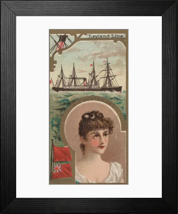 Framed Print : Steamship Bostonian, Leyland Line, from the Ocean and River Steamers series (N83 Framed Print : Steamship Bostonian, Leyland Line, from the Ocean and River Steamers series (N83