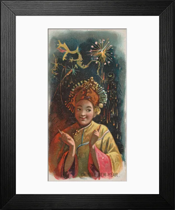 Framed Print : Chinese New Year, from the Holidays series (N80) for Duke brand cigarettes, 1890. 1890 Framed Print : Chinese New Year, from the Holidays series (N80) for Duke brand cigarettes, 1890. 1890