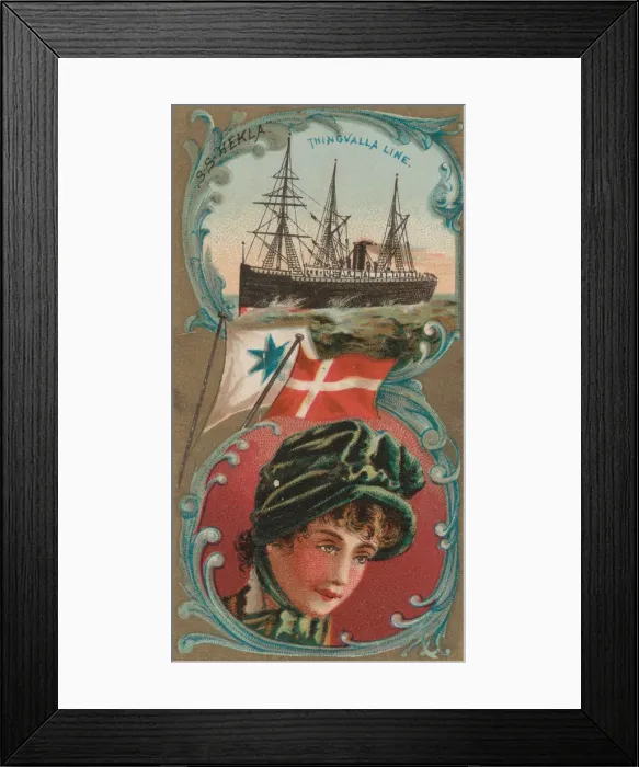 Framed Print : Steamship Hekla, Thingvalla Line, from the Ocean and River Steamers series (N83 Framed Print : Steamship Hekla, Thingvalla Line, from the Ocean and River Steamers series (N83
