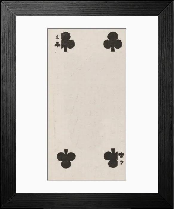 Framed Print : Four Clubs (black), from the Playing Cards series (N84) for Duke brand cigarettes, 1888 Framed Print : Four Clubs (black), from the Playing Cards series (N84) for Duke brand cigarettes, 1888