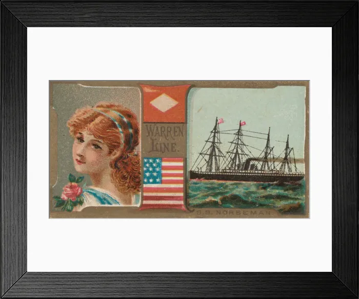 Framed Print : Steamship Norseman, Warren Line, from the Ocean and River Steamers series (N83 Framed Print : Steamship Norseman, Warren Line, from the Ocean and River Steamers series (N83
